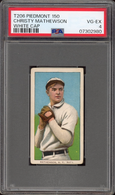 1909-11 T206 Piedmont 150 Christy Mathewson White Cap PSA VG-EX 4