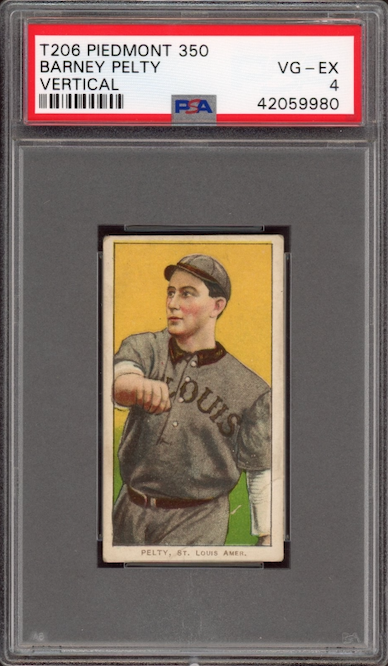 1909-11 T206 Piedmont 350 Barney Pelty - Vertical PSA VG-EX 4