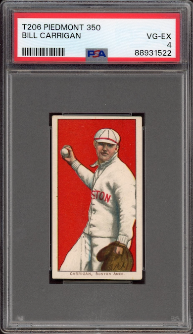 1909-11 T206 Piedmont 350 Bill Carrigan PSA VG-EX 4