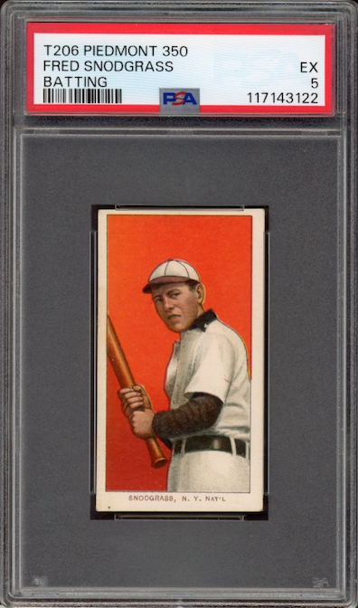 1909-11 T206 Piedmont 350 Fred Snodgrass Batting PSA EX 5