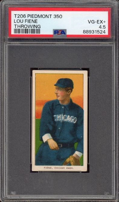 1909-11 T206 Piedmont 350 Lou Fiene Throwing PSA VG-EX+ 4.5