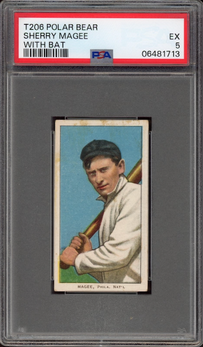 1909-11 T206 Polar Bear Sherry Magee With Bat PSA EX 5