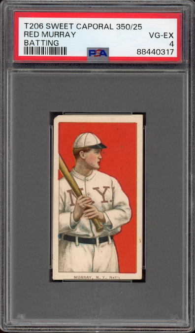 1909-11 T206 Sweet Caporal 350/25 Red Murray Batting PSA VG-EX 4
