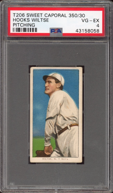 1909-11 T206 Sweet Caporal 350/30 Hooks Wiltse - Pitching PSA VG-EX 4