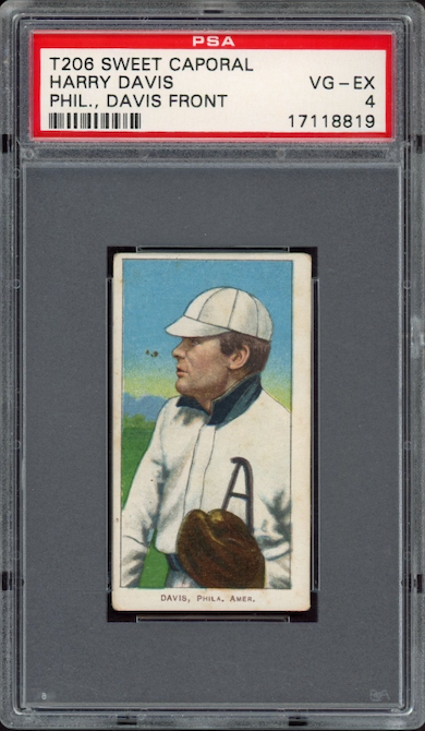 1909-11 T206 Sweet Caporal Harry Davis - Phil., David Front PSA VG-EX 4
