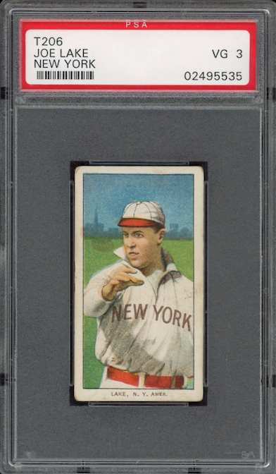 1909-11 T206 Sweet Caporal Joe Lake New York PSA VG 3