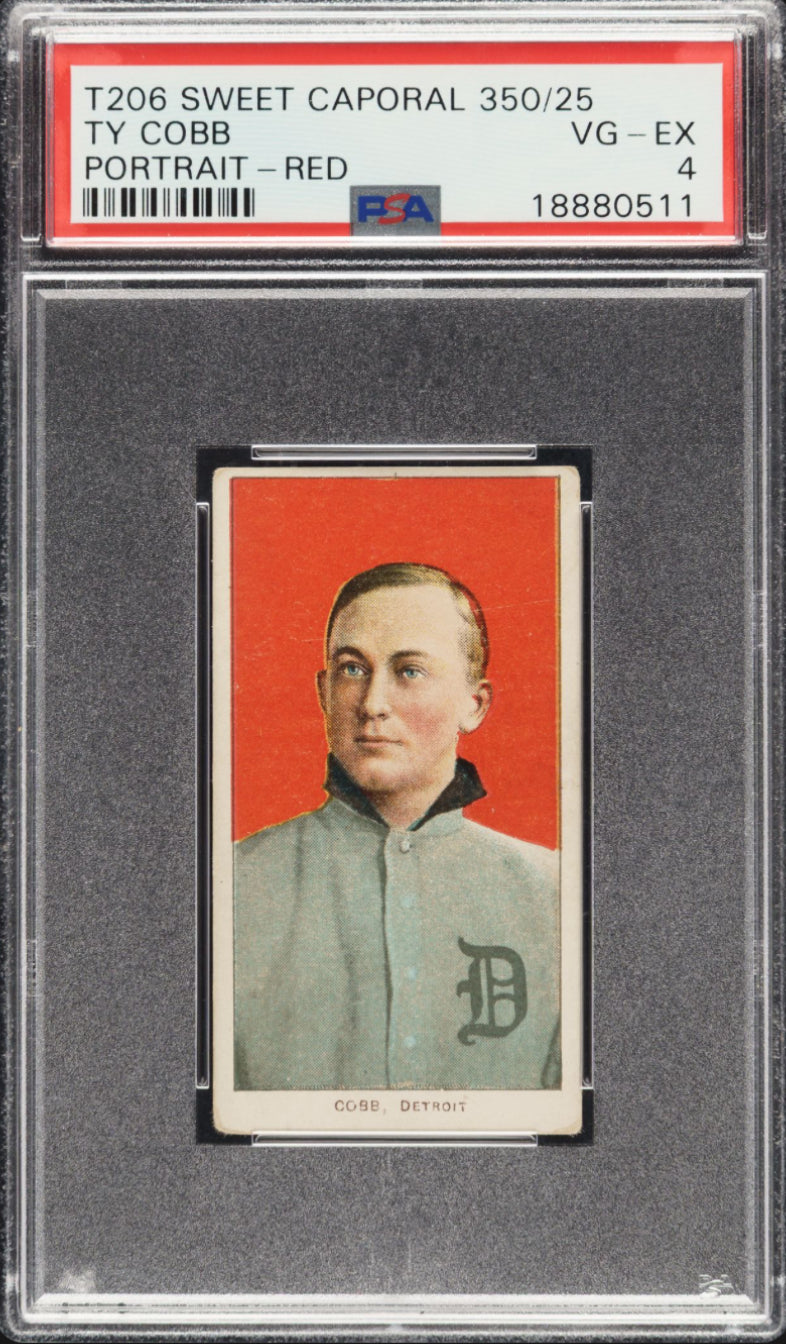 1909-11 T206 Sweet Caporal Ty Cobb Portrait - Red PSA 4