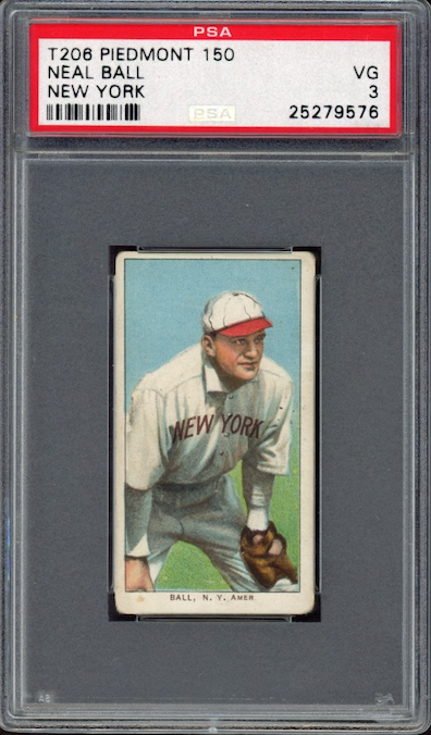1909-11 T206 Piedmont 150 Neal Ball New York PSA VG 3