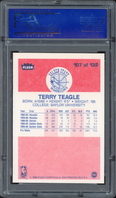 1986 Fleer #107 Terry Teagle PSA 9