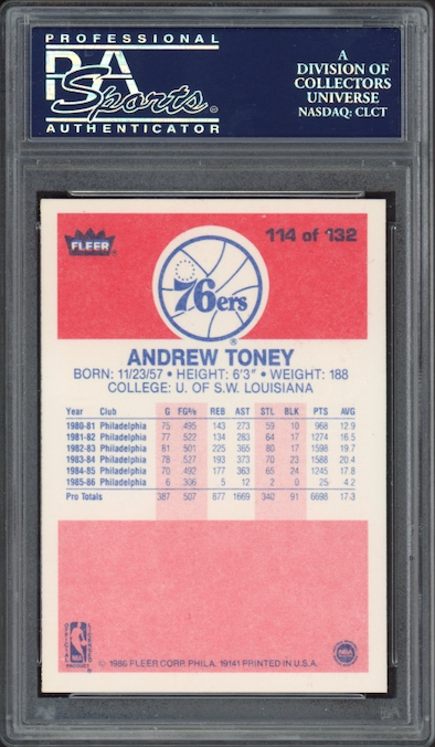 1986 Fleer #114 Andrew Toney PSA 9