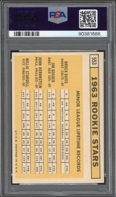 1963 Topps #553 1963 Rookie Stars Willie Stargell ROOKIE PSA NM-MT 8