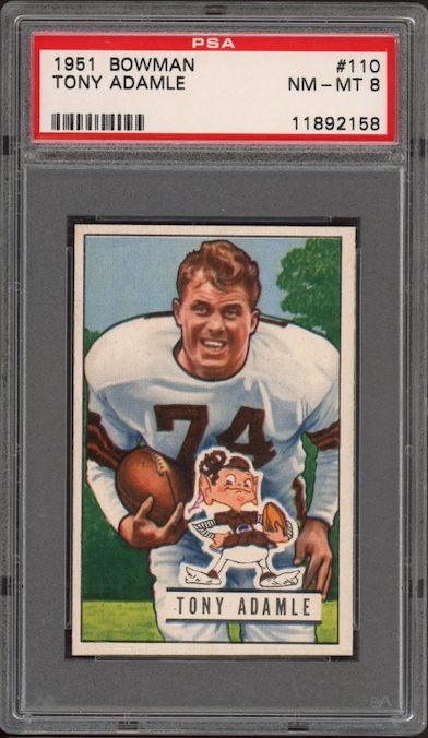 1951 Bowman #110 Tony Adamle PSA 8