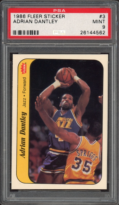 1986 Fleer Sticker #3 Adrian Dantley PSA 9