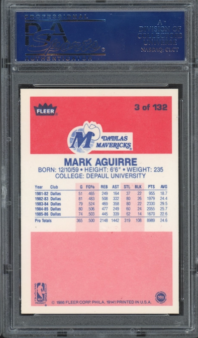 1986 Fleer #3 Mark Aguirre PSA 9