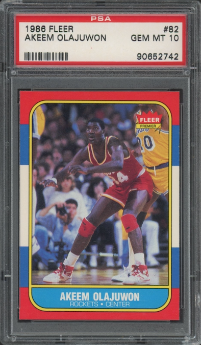 1986 Fleer #82 Akeem Olajuwon ROOKIE PSA GEM MINT 10