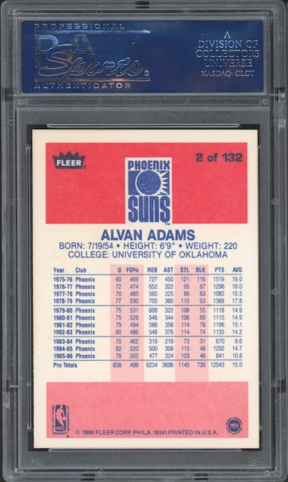 1986 Fleer #2 Alvan Adams PSA 9