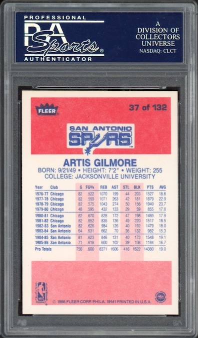 1986 Fleer #37 Artis Gilmore PSA 9