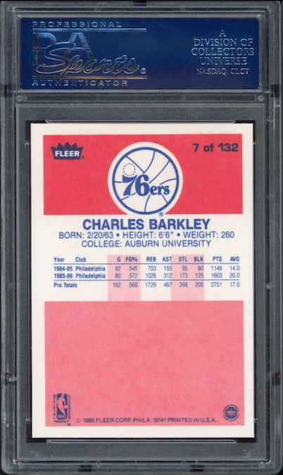 1986 Fleer #7 Charles Barkley PSA 9