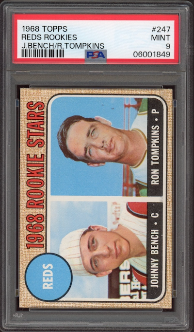 1968 Topps #247 Reds Rookies Johnny Bench ROOKIE PSA MINT 9