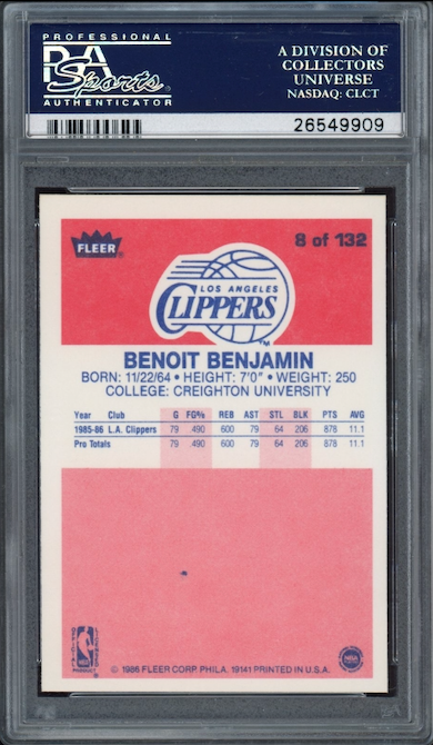 1986 Fleer #8 Benoit Benjamin PSA 9
