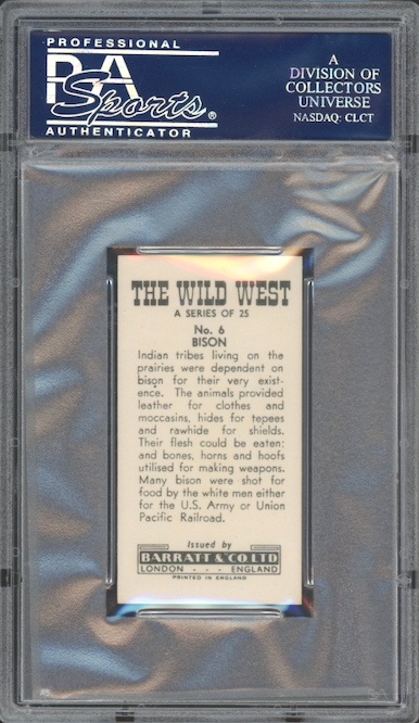 1967 Barratt & Co. LTD #6 Bison The Wild West PSA 9