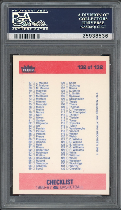 1986 Fleer #132 Checklist 1-132 PSA 9