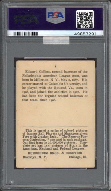 1914 Cracker Jack #7 Eddie Collins PSA VG 3 (MBA Silver)
