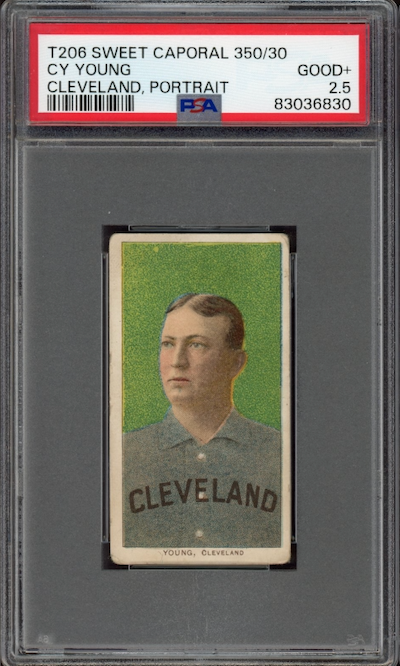1909-11 T206 Sweet Caporal 350/30 Cy Young Cleveland, Portrait PSA GOOD+ 2.5