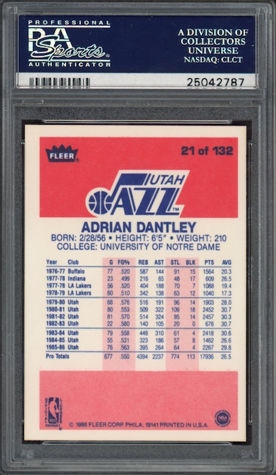 1986 Fleer #21 Adrian Dantley PSA 9