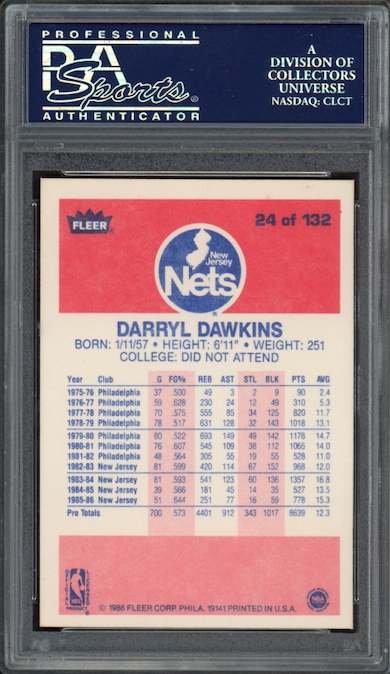 1986 Fleer #24 Darryl Dawkins PSA 9
