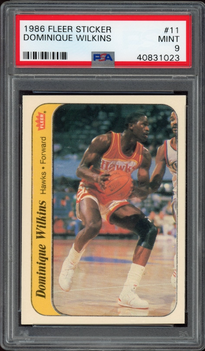 1986 Fleer Sticker #11 Dominique Wilkins PSA 9
