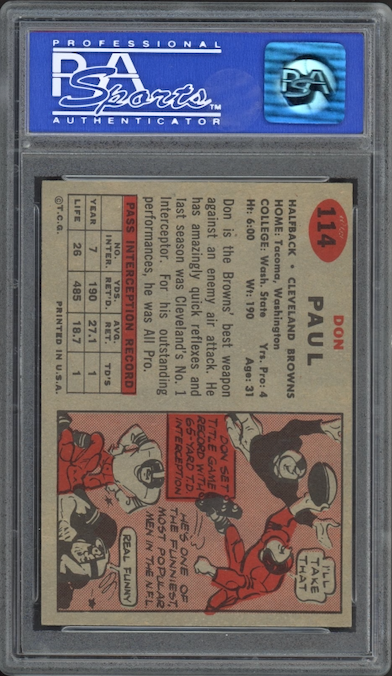 1957 Topps #114 Don Paul PSA 8