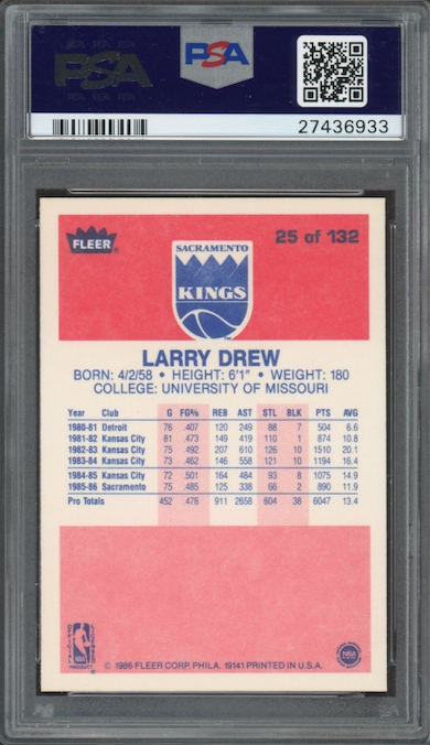 1986 Fleer #25 Larry Drew PSA 9