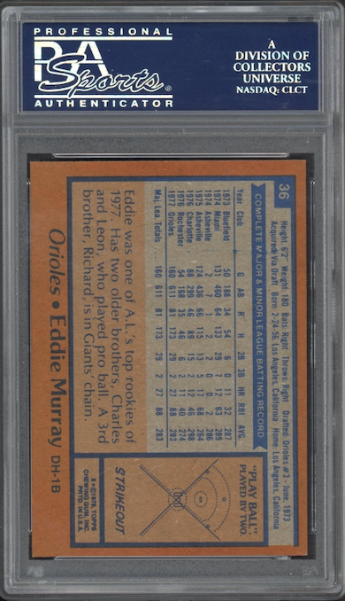 1978 Topps #36 Eddie Murray ROOKIE PSA NM-MT+ 8.5