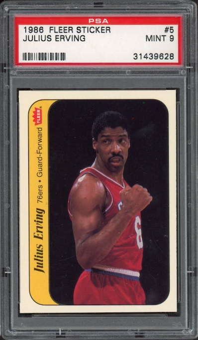 1986 Fleer Sticker #5 Julius Erving PSA 9