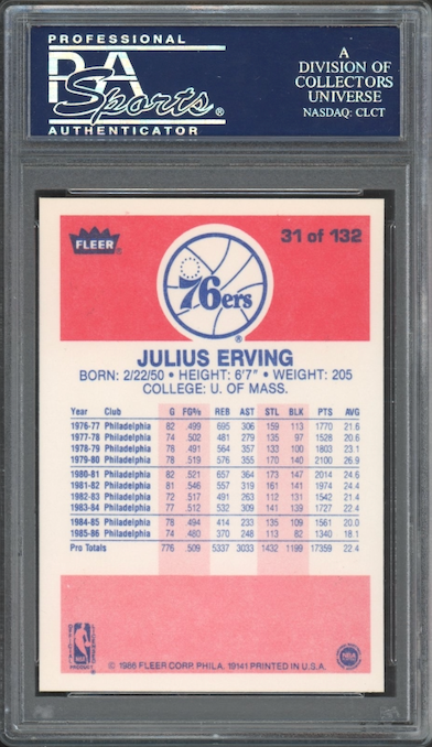 1986 Fleer #31 Julius Erving PSA 9