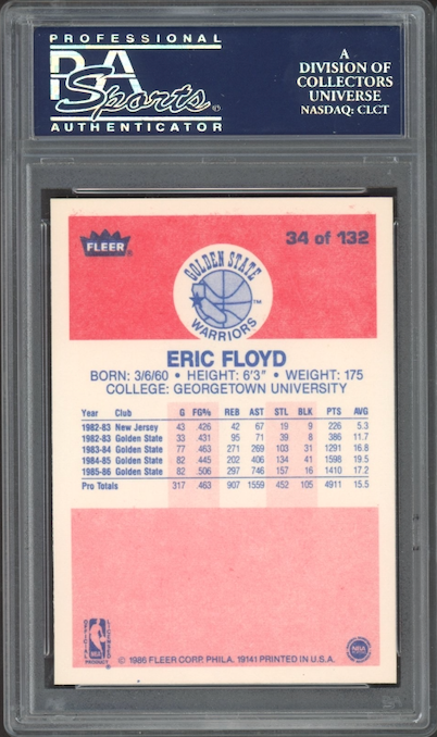 1986 Fleer #34 Eric Floyd PSA 9