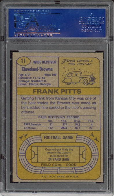 1974 Topps #11 Frank Pitts PSA 8