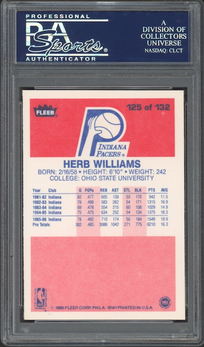 1986 Fleer #125 Herb Williams PSA 9