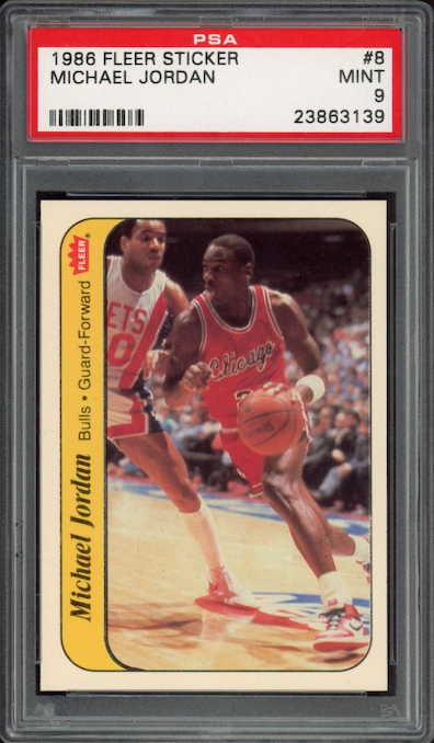 1986 Fleer Sticker #8 Michael Jordan PSA 9