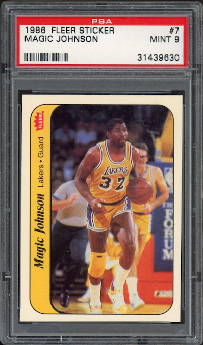 1986 Fleer Sticker #7 Magic Johnson PSA 9