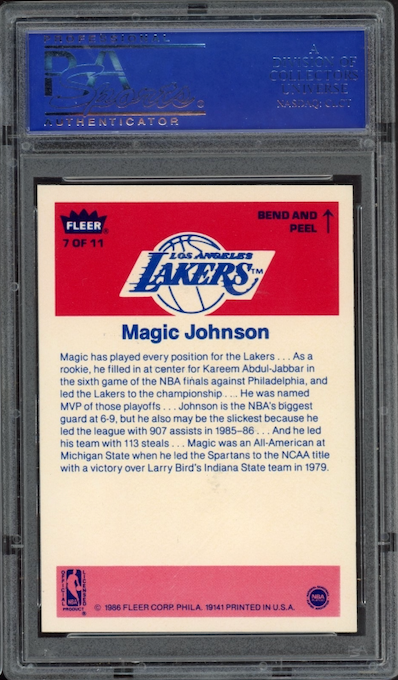 1986 Fleer Sticker #7 Magic Johnson PSA 9