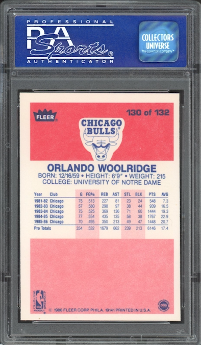 1986 Fleer #130 Orlando Woolridge PSA 9