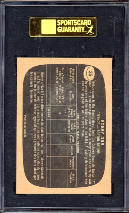 1966 Topps #35 Bobby Orr ROOKIE SGC EX-NM 80 (MBA Silver)