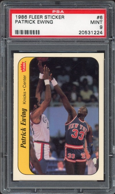 1986 Fleer Sticker #6 Patrick Ewing PSA 9