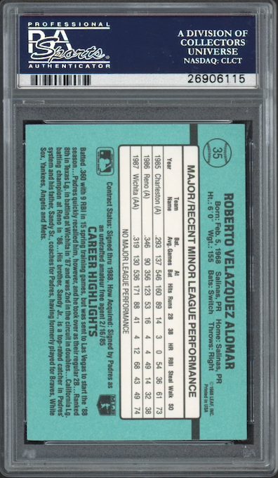 1988 Donruss Rookies #35 Roberto Alomar PSA 10