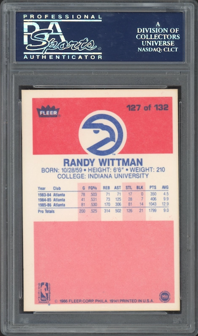 1986 Fleer #127 Randy Wittman PSA 9