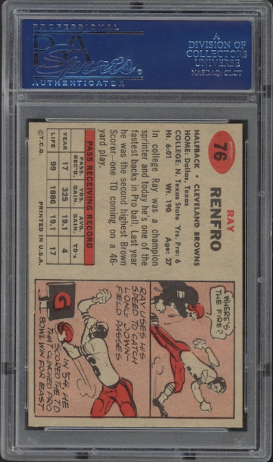 1957 Topps #76 Ray Renfro PSA 8