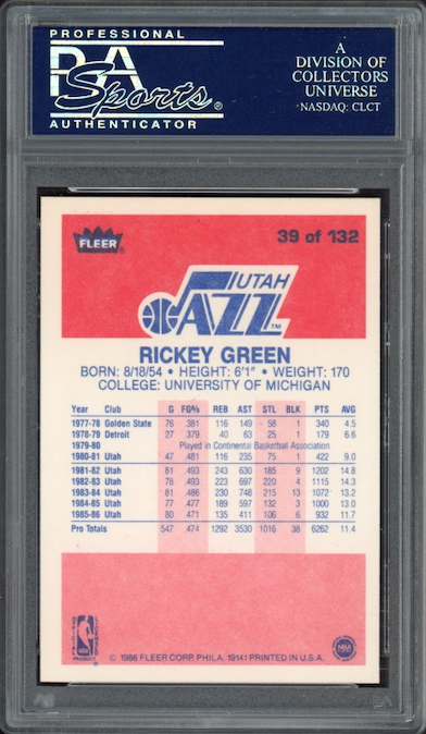 1986 Fleer #39 Rickey Green PSA 9