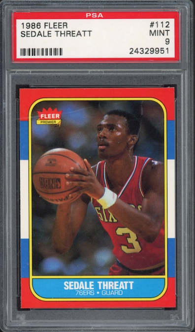 1986 Fleer #112 Sedale Threatt PSA 9